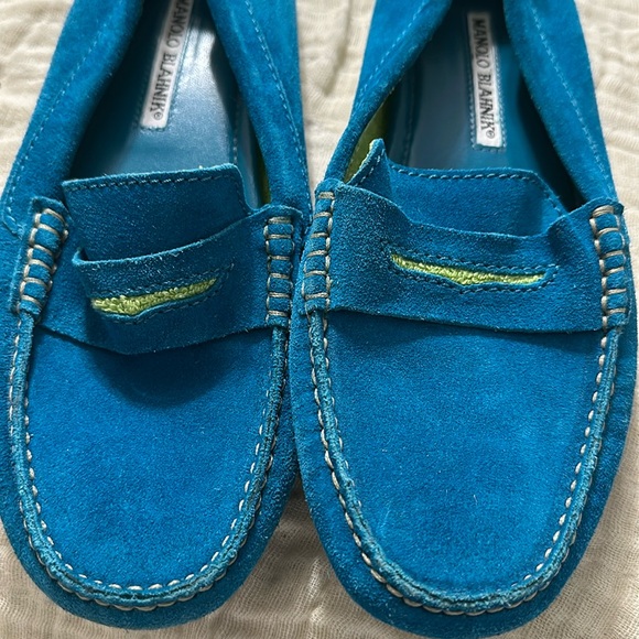 Manolo Blahnik suede penny loafers women’s 8 1/2 - Picture 1 of 7